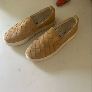 J/Slides NYC. Woven Nubuck leather slip ons